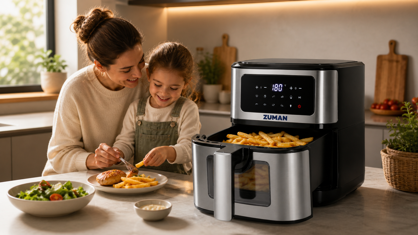 ZUMAN Fritadeira Air Fryer - Cozinha saudável em família